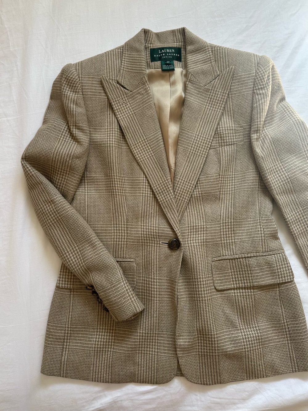 Lauren Ralph Lauren Beige Plaid Blazer Jacket